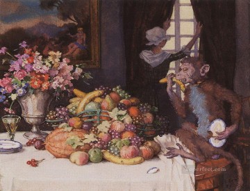 コンスタンチン・ソモフ Painting - 貪欲な猿 コンスタンチン・ソモフ